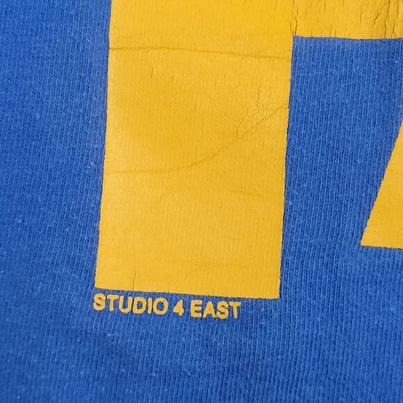 Vintage 90s Fruit-of-The-Loom Shirt XL 23x27 Blue Slogan - Picture 16 of 16